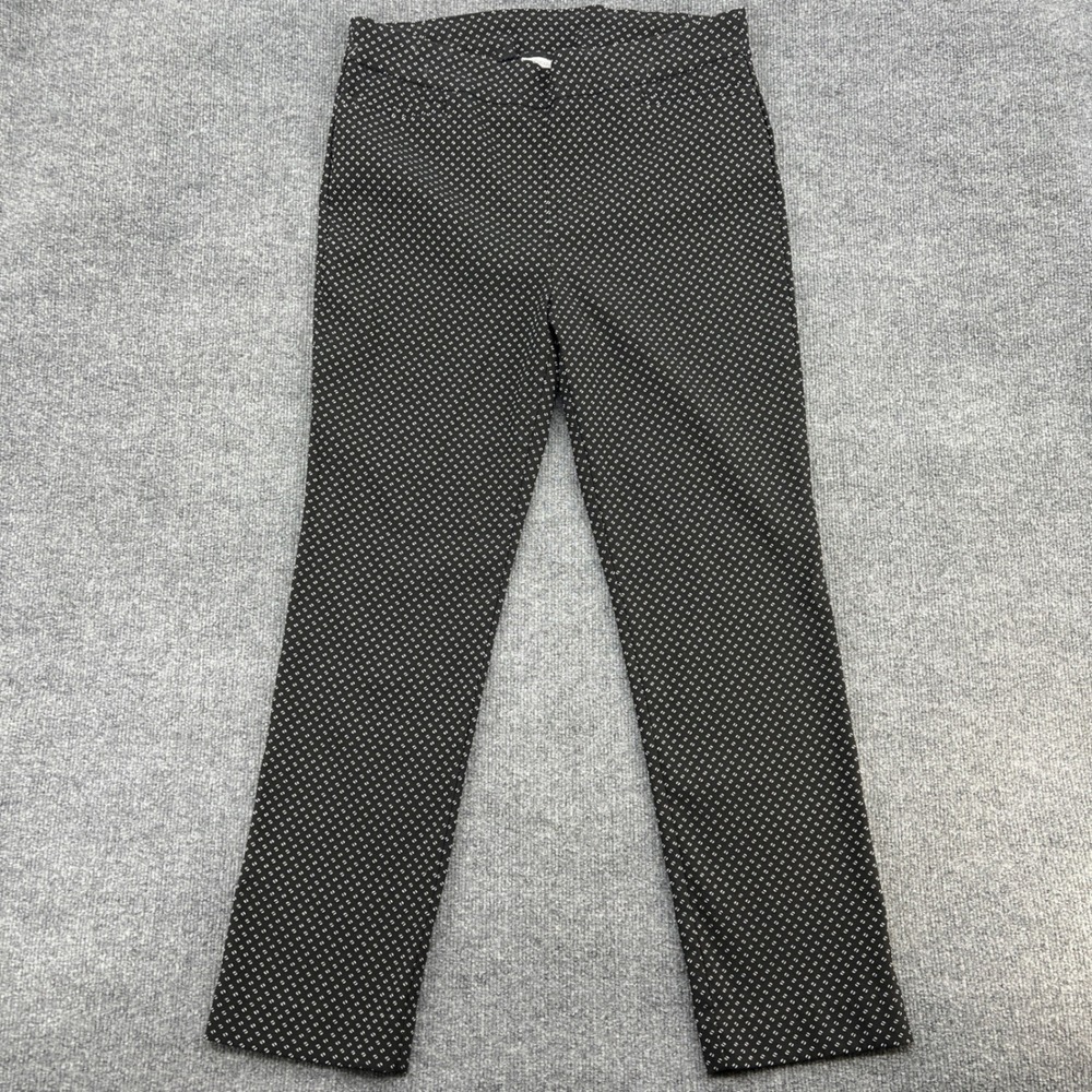 Chico's So Slimming Pants Women 3 16R Black White Dotted Slim Leg Office Career